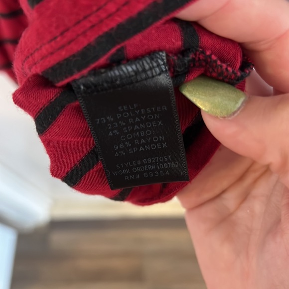 Ultra Flirt Black And Red Striped Long Sleeve Shirt - Picture 6 of 6